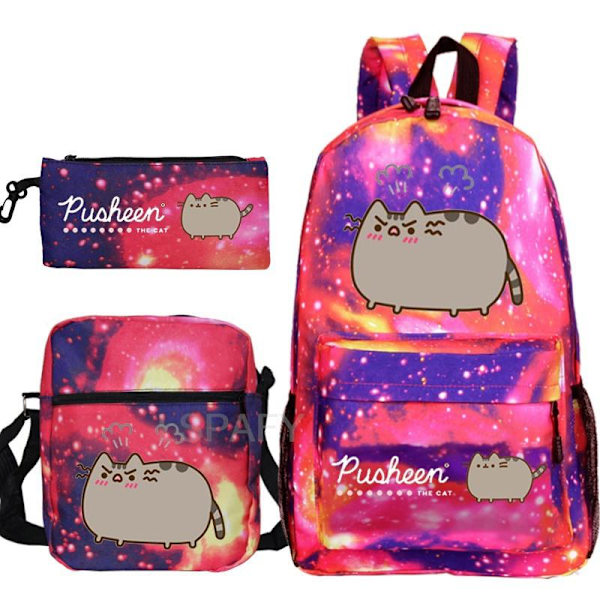 3 st Kawaii Tjock Katt Ryggsäck Pusheen Tryck Skolväska style 13