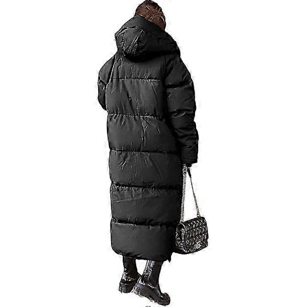 Lang vattert damejakke, hette langermet pufferjakke s202412121443 Black XL