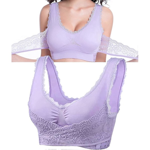 Turmalin Formende Trådløs Silke-BH, Lymphvity Detoxification And Shaping & Kraftig Løfte-BH for Kvinner Purple 3XL