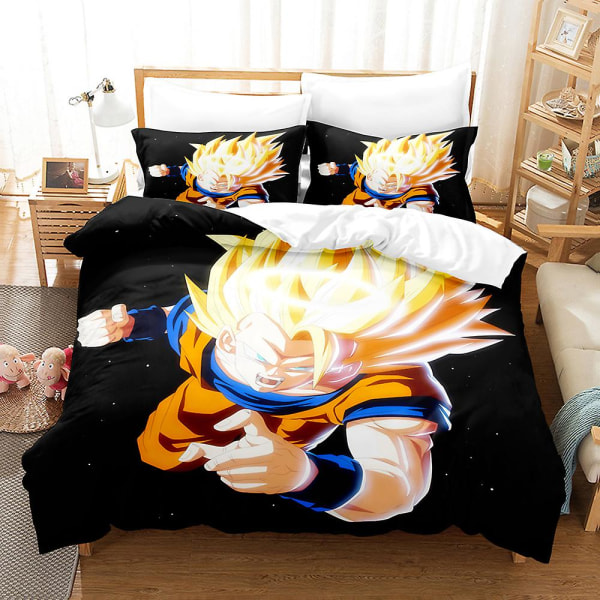 Dragon Ball Cover Printed 2/3st Sängkläder Set Påslakan Quilt Cover Örngott Barn Present Färg 11 180x210cm