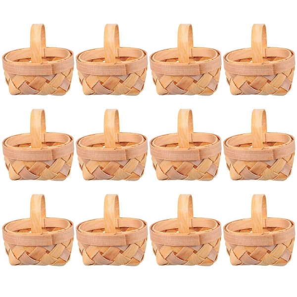 12 st Handvävda Korgar Träflis Förvaringskorgar Mini Korgar Ornament