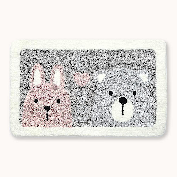 Tflycq 49,8 cm x 79,8 cm Djur Badrumsmatta Söt Badrumsmatta Halkfri Mjuk Duschmatta Mikrofiber Vattenabsorberande Tjock Luddig Golvmatta, Maskintvättbar 19.6  * 31.4