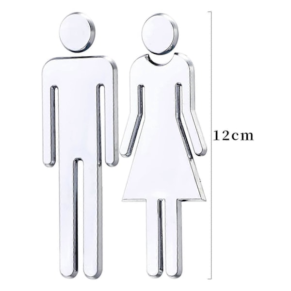 Toalettskylt, 1 Par Självhäftande Toalettdörrskyltar för Män och Kvinnor, Väggdekaler för Hotell, Butik, Badrum (12cm)