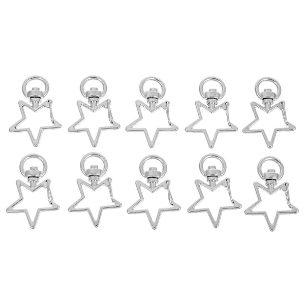40 stjärnformade karbinhakar med nyckelringar (Silver)