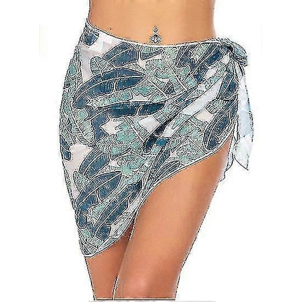 Strand Sarong Baddräkt Överdrag för Kvinnor Andningsbar Snabbtorkande Sarongkjol A Leaf printing-A 190*46cm