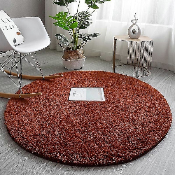 Moderne Enkle Tepper Tykk Rundt Område Teppe Stue Gyngestol Gulvmatte Plysj Myke Soverom Sengtepper Hjem Dekor Apricot L Diameter 100cm