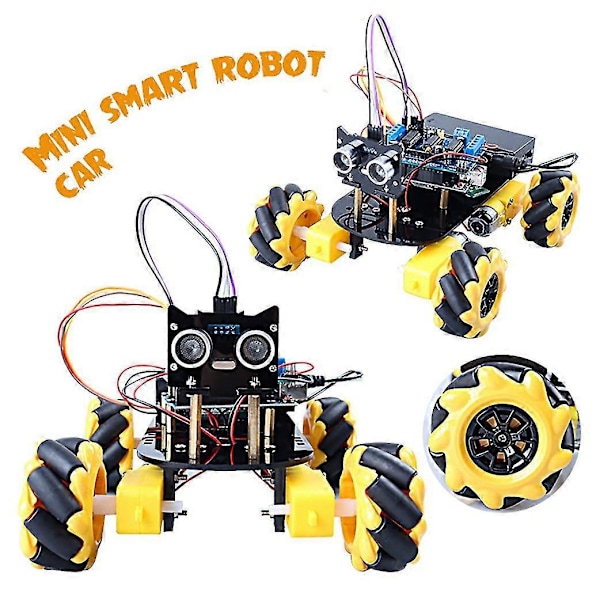 Moottorikäyttöinen robotti 360 asteen pyöriminen Mini Mecanum -pyöräautosarjaan Älykäs robottialusta
