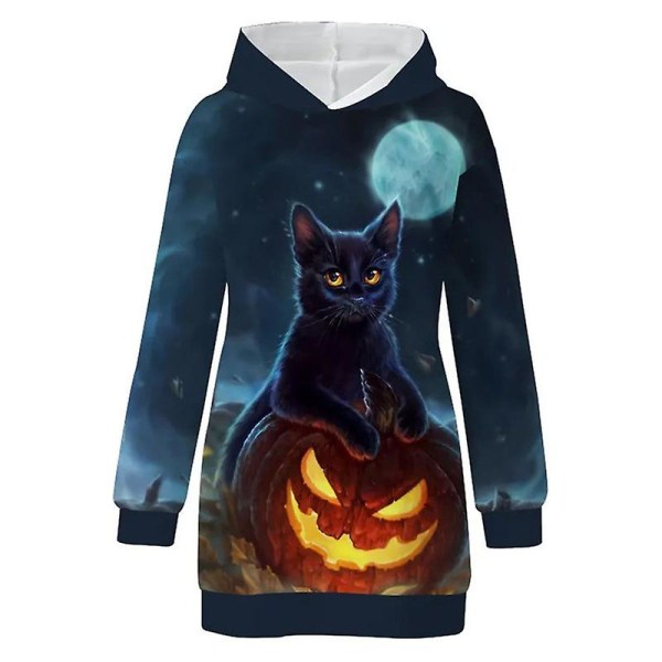 Hooded Womens Halloween Pumpkin Sweatshirt Långärmad Crewneck-tröja med tunikatröjor med ficka style 6 S