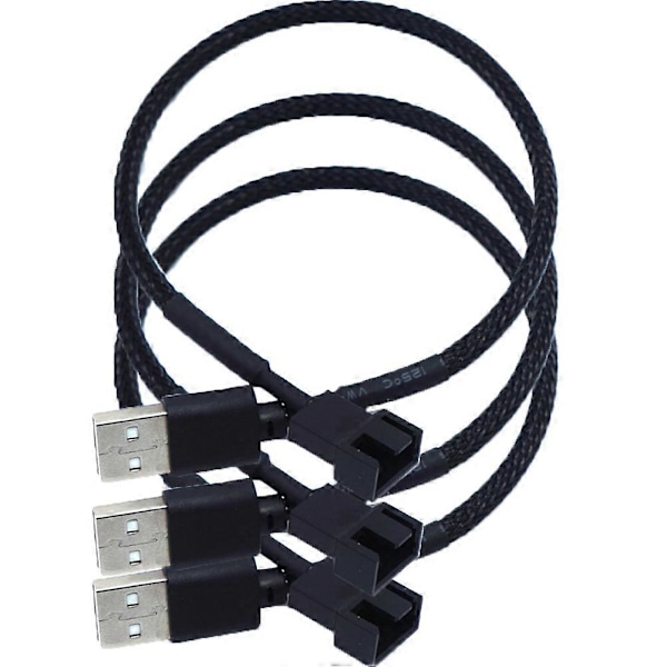 3 kpl USB - 4-nastainen tuuletinadapterikaapeli 4-nastainen tietokoneen PC-tuulettimen virtajohtoliitinadapteri (musta)