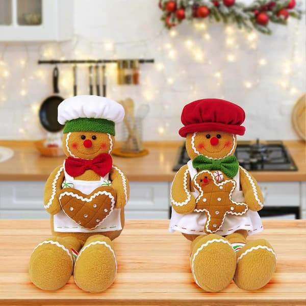 Pepparkaksgubbe Docka Plysch Julgransprydnad Långbent Fylld Pepparkaksleksak för Julgransfönsterbräda Dekor Qinghai A