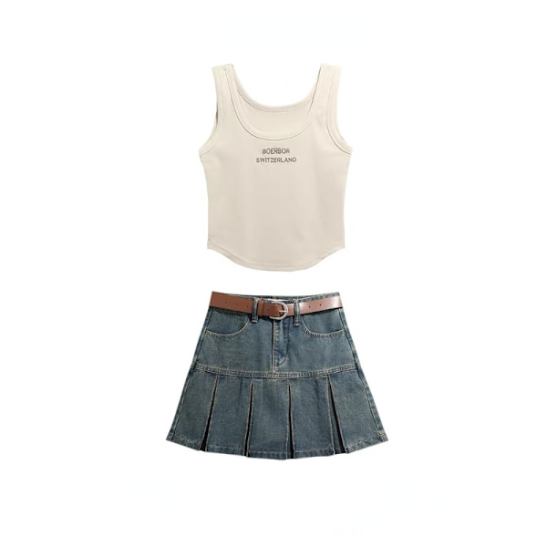2023 Ny Amerikansk Spice Y2K Sommar Kort Denimkjol Apricot M