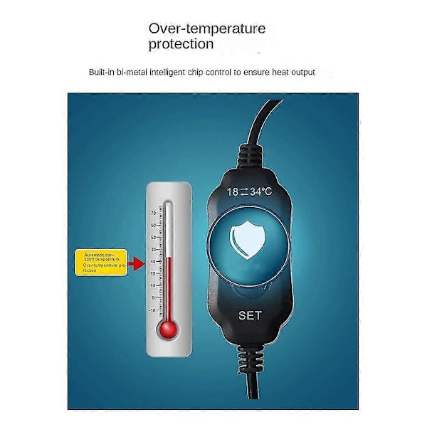 Liten Akvarievärmare Justerbart Temperaturintervall Digital Display USB-Laddning För Mini Tank Sköldpadda