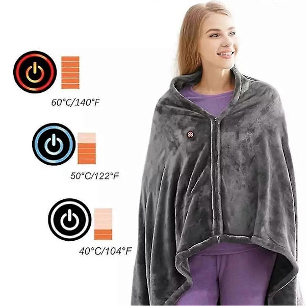 USB Elektrisk Varmeteppe Varmesjal Kappe Varm Flanell Oppvarmet Cape Vinter Elektrisk Teppe F