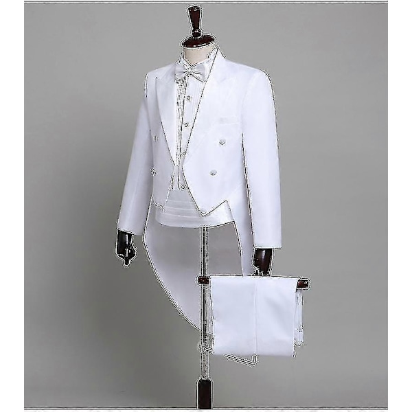 Frack Kostym Byxor Set för Män, Herr Tuxedo Byxor Kostym Med Fluga WHITE M