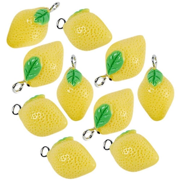 10 st Citronberlocker Harts Smyckesfynd Fruktberlocker Citronhänge för Smyckestillverkning