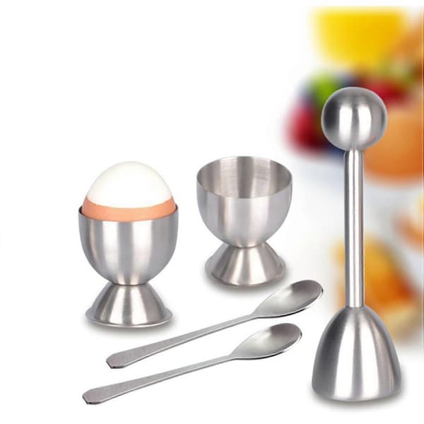1 sett Egg Cracker Topper Sett - Myke Hardkokte Egg Separator Verktøy & 4 stk Bomulls Serviett Klut