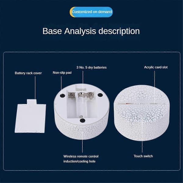 3D LED Lampe Nattlys Bursdag Julegaver til Barn