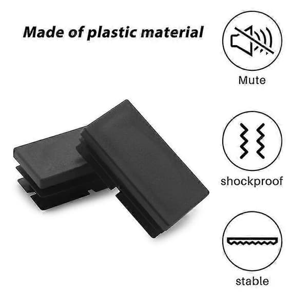 8 st Svarta Rektangulära Blindpluggar Ändstycken i Plast 20mm X 40mm