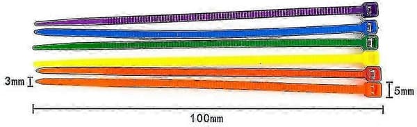 1200 Kabelbindersæt Farvede Kabelbindere 100 * 2,5 mm
