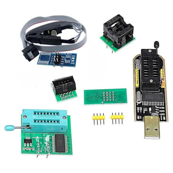 1 sett Ch341a 24 25 Serie Eeprom Flash Bios Usb Programmer+soic8 Sop8 Test Clip+spi Flash 1.8v Adapt