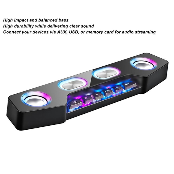 Bluetooth-högtalare för dator, USB-driven, färgglad RGB, trådlös skrivbordshögtalare för bärbara datorer och telefoner