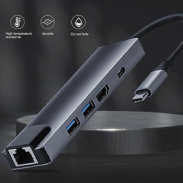 5-i-1 Typ-C till USB3.0 PD Dockningsstation Hub Dock Adapter Konverterare