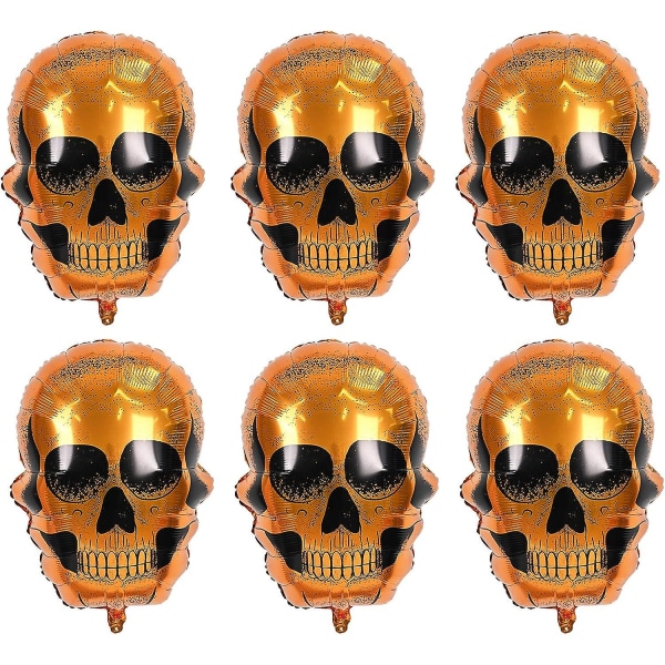 6st Halloween folieballonger Stor halloweenskalle folieballonger Set Jätte återanvändbar Happy Halloween Skelett Mylar aluminiumfolieballonger