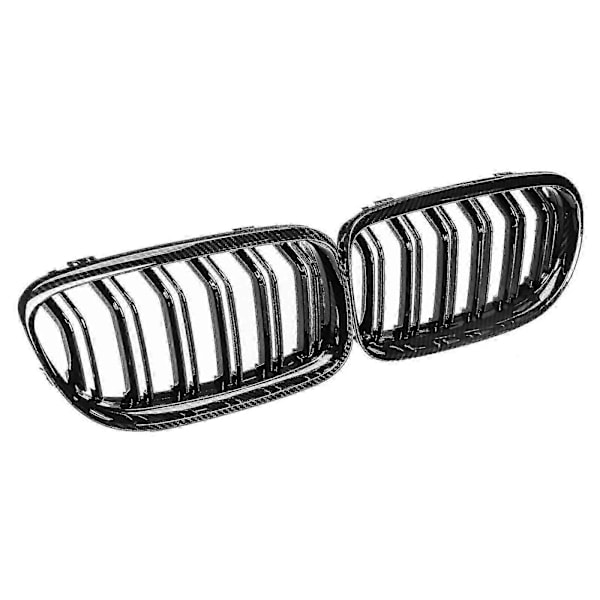 Bil Kulfiber Blank Sort Dobbelt Lamel Front Nyre Grill til E90 E91 3 Serie 2009-2011