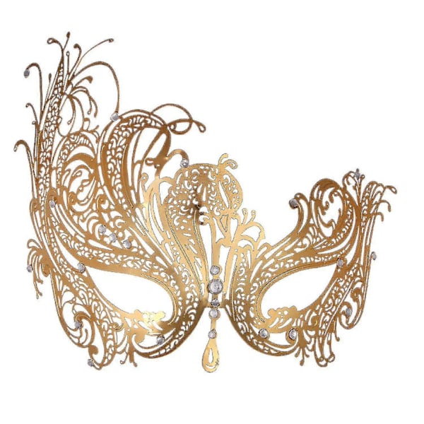 Veeki Maskeradmask för Kvinnor Metallmask Glänsande Fest Kväll Bal Mask --- C Guldplätering