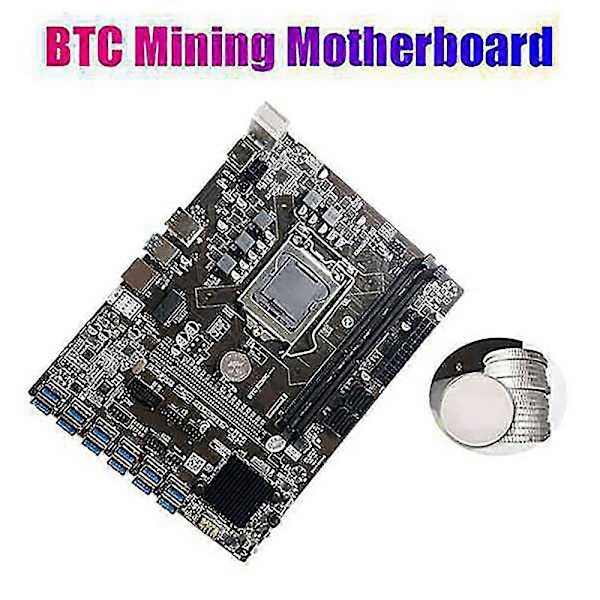 B250c Mining -emolevy lämpötahnalla+kytkinkaapelilla 12 Usb3.0 - Pcie-paikkaan Lga1151 Sata3.0 Su