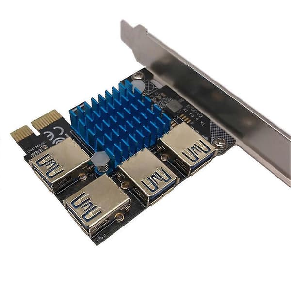 PCI-e 1 til 4 PCI Express Port Riser-kort / PCIe X1, X4, X8, X16 Slots GPU Riser / USB 3.0 Multi-car