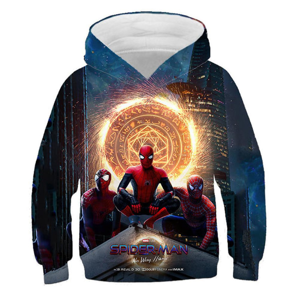 3D Tecknad Spiderman Tryckta Huvtröjor Barn Långärmad Tröja med Huva Pullover Jumper Toppar Present C 7-8 Years