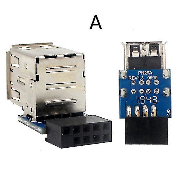 4 stk. 9-pin bundkort til USB 2.0-stik sort bundkort til 2 porte USB 2.0 A hun intern