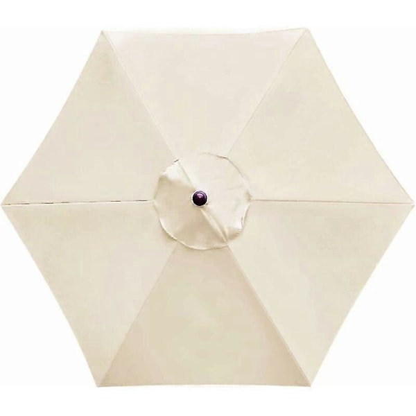 Rib Parasol Ramme Udskiftning Baldakin, Parasol Betræk Udskiftningsklud, Haveparasol Betræk, Beige, Diameter 2,7m