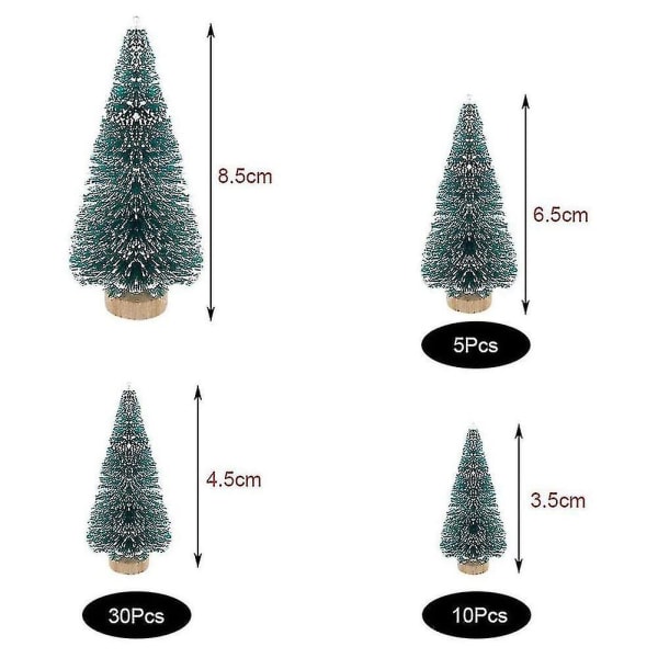 50 Stykker Miniatyr Kunstig Juletre Lite Snøfrost Tre Furu Juletre DIY Fest