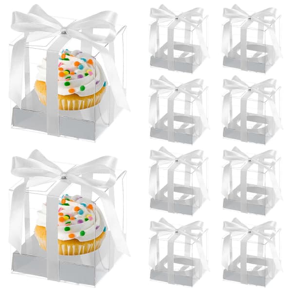 10 st Cupcake Förpackningslådor Transparenta Presentaskar Tårtaskar Prydnadslåda