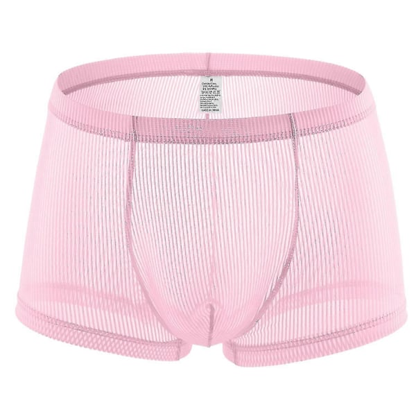 Herre Gennemsigtige Sexede Boxer Bukser Åndbart Undertøj Erotiske Underbukser Pink XL
