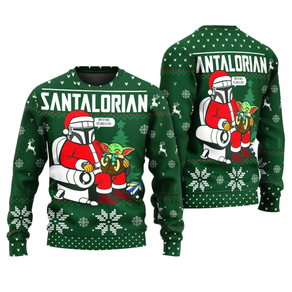 The Mandalorian Santalorian And Baby Yoda Ugly Sweater Star Wars Merry Christmas Men Sweatshirt Höst Vinter Dam Pullover style 4 L