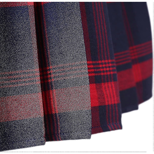 Elastisk Plissert Skjørt med Rutemønster for Kvinner Tartan Skaterskjørt Skoleuniform Miniskjørt S-2xl Style1 M