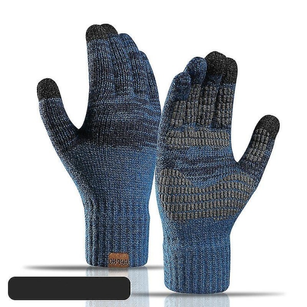 Strikkede Vinterhandsker til Kvinder og Mænd Cashmere Strikkede Kvinder Efterår Vinter Varme Tykke Handsker Touch Screen Skihandsker Lake blue