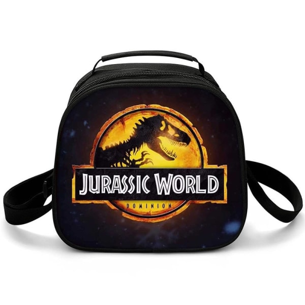 Harajuku Novelty Cool Jurassic World 3D printed Crossbody picknickväska Halvcirkel Lunchlåda Skolmat Lunchväska Ispåsar Auburn