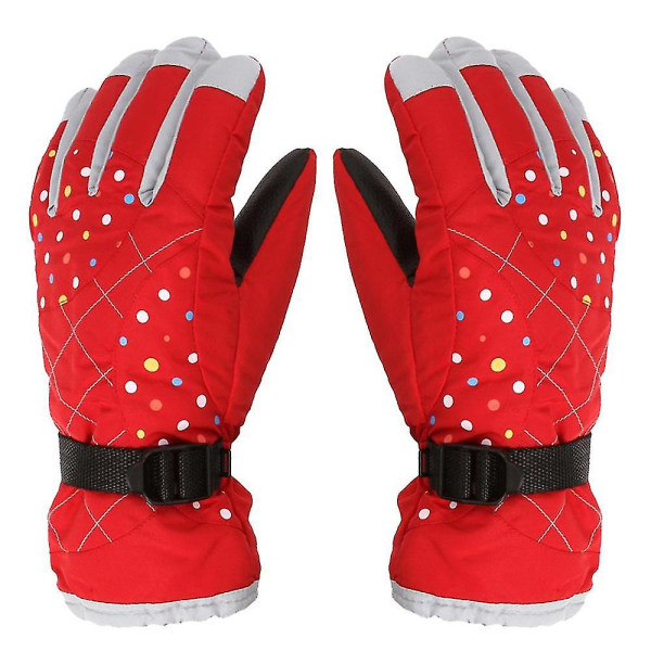 Nya Skidhandskar Dam Plus Fleece Tjocka Varma Vinterhandskar Utomhussport Red