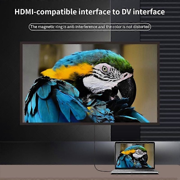 1,5 m HDMI-kompatibelt til DVI-kabel, Plug and Play, Høj Klarhed, Sort HDMI-kompatibelt Han til DVI Han Konverter til Laptop