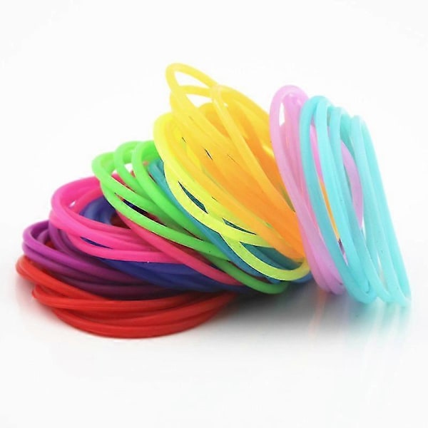 50 Stk. Selvlysende Silikon Jelly Armbånd 80-talls Hårbånd Flerfarget Regnbue Silikon Armbånd Partygaver Håndleddsarmbånd Vintage BH