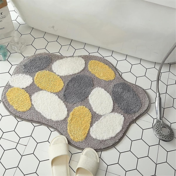 Tflycqbath Mat Söt Matta Halkfri För Badrum, Absorberande, Extra Mjuk, Bedårande Design, 46 x 66 cm, Pebble