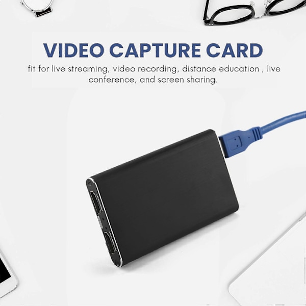 4K-yhteensopiva USB3.0-videotallennuslaite silmukalla videotallennukseen ja pelien tallennukseen