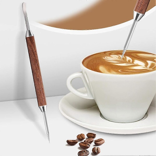Rustfrit Stål Kaffe Stenciler Latte Skum Spatel Coffeeware DIY Kaffe Kunst Nål Barista Værktøj Co