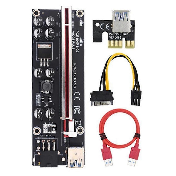 Ver009s Plus Pci-e Riser -kortti Pci 1x - 16x Usb 3.0 -kaapeli Sata - 6-nastainen liitin grafiikkavideolle
