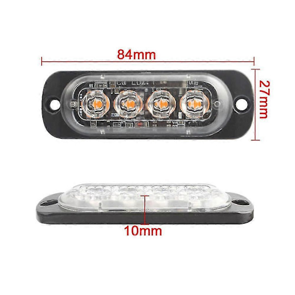4 stk. 4LED Stroboskoper 12V Strobe 4 I 1 Bil Beacon Blinkende (