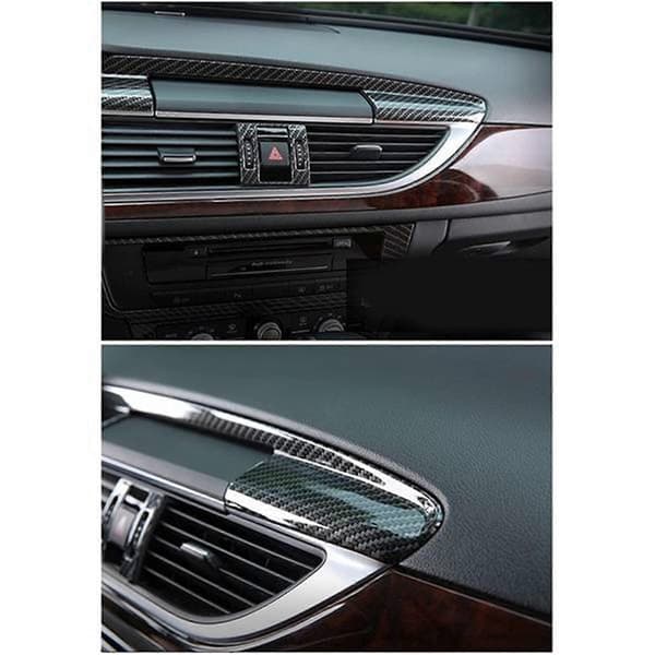 2 stk. Centerkonsol Instrumentbræt Navigationsdæksel Trim Strips Til A6 C7 2012-2018 Gloss Sort Rustfrit Stål